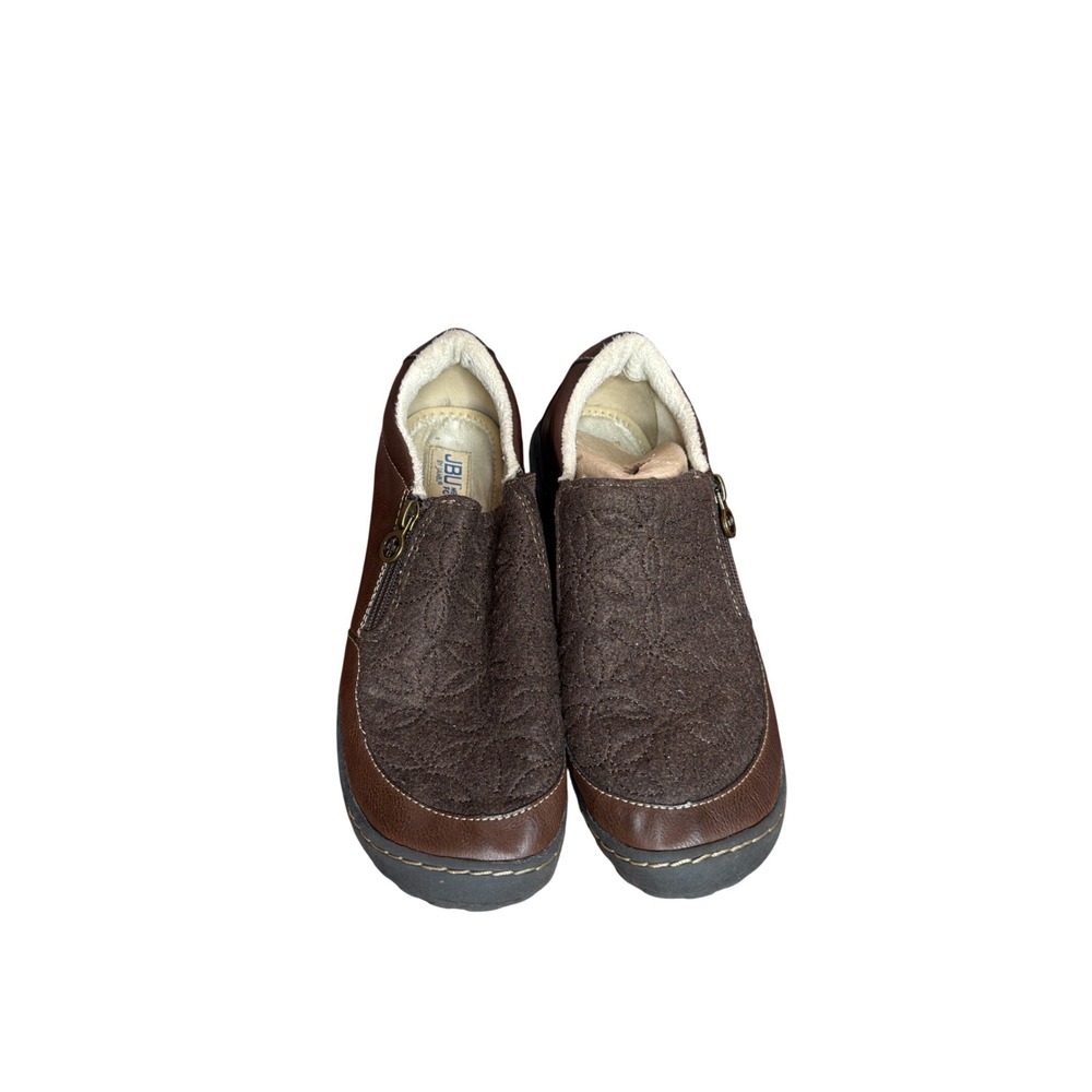 JBU by Jambu Crimson Brown Floral Slip On Loafers Faux Fur Memory Foam 7.5M